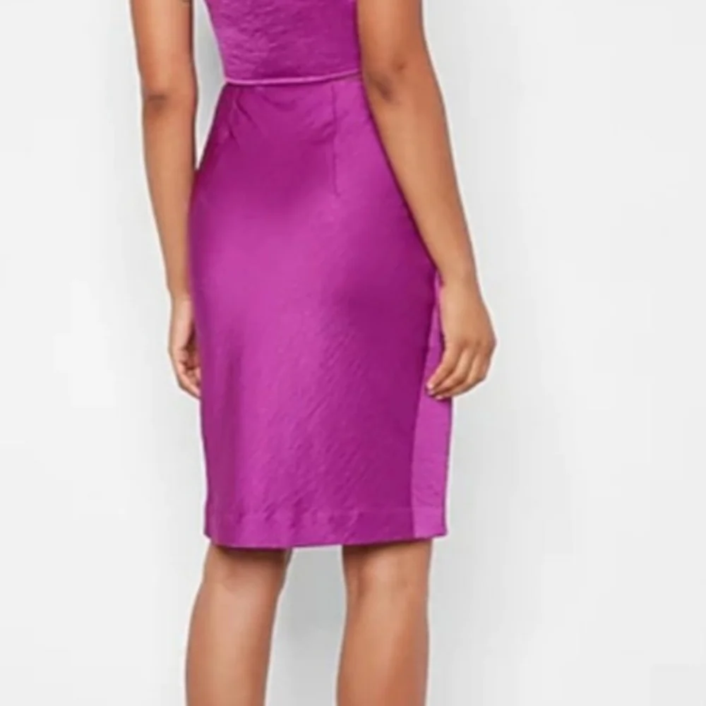 New Express High Waisted Draped Midi Skirt Purple Crush Satin Size 2